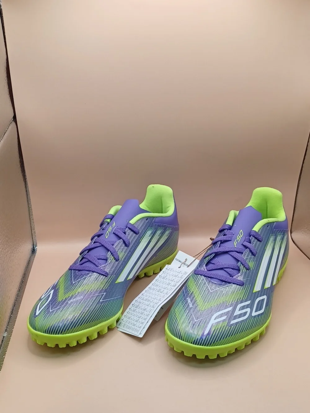 NWOB Adidas F50 Club Series TF Soccer Cleats-Purple/Green Men Size 8.5 US